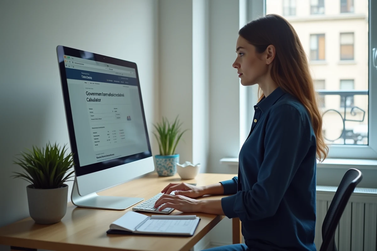 Jeune femme utilisant un simulateur en ligne pour calculer son &eacute;ligibilit&eacute; aux nouvelles aides CAF 2026